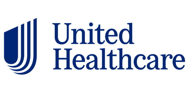 The logo of United Healthcare featuring the company name in blue and red. Serving MO, AR, and OK.